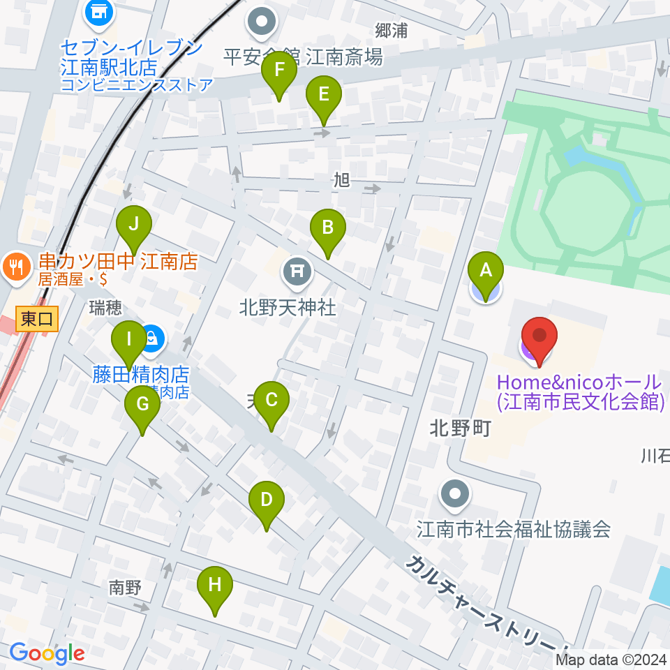 Home&nicoホール 江南市民文化会館周辺の駐車場・コインパーキング一覧地図