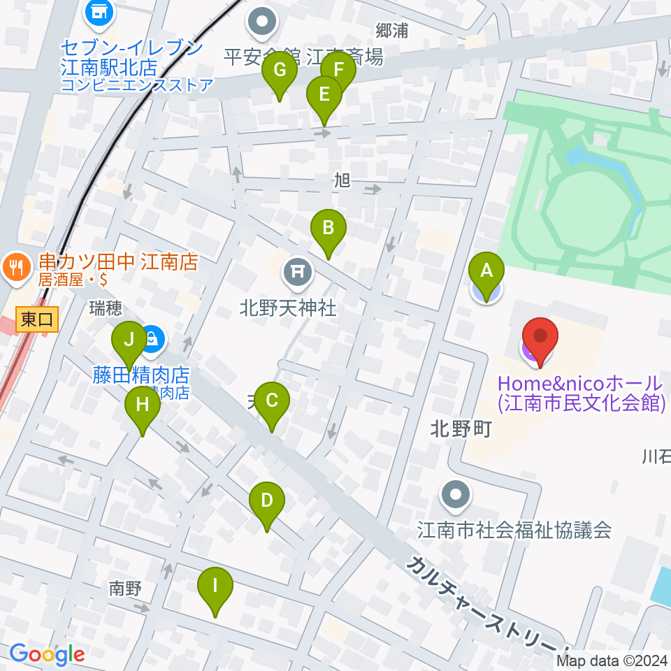 Home&nicoホール 江南市民文化会館周辺の駐車場・コインパーキング一覧地図