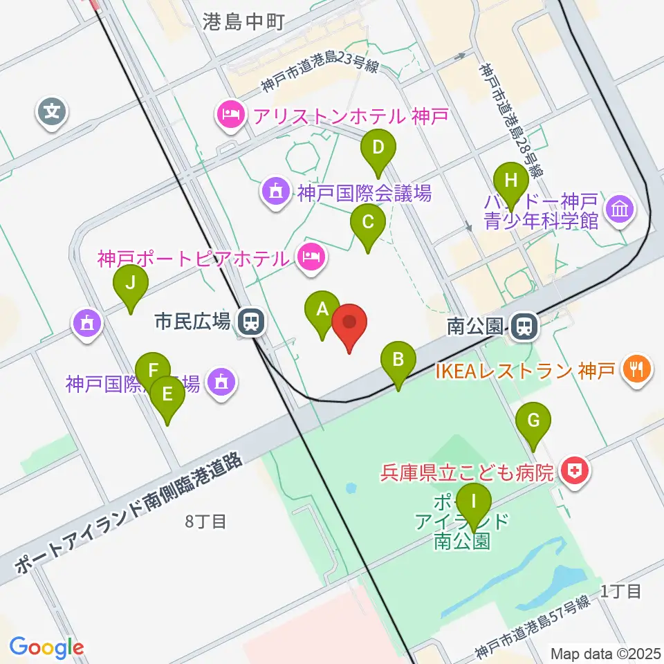 神戸ポートピアホール周辺の駐車場・コインパーキング一覧地図