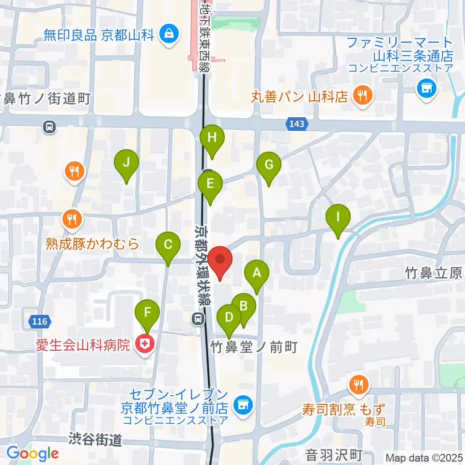 JEUGIA 山科センター周辺の駐車場・コインパーキング一覧地図