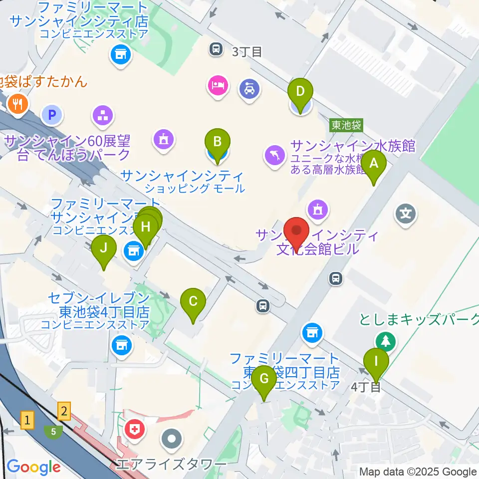 サンシャイン劇場周辺の駐車場・コインパーキング一覧地図