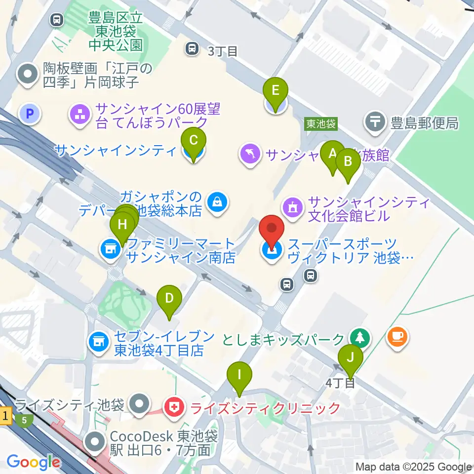サンシャイン劇場周辺の駐車場・コインパーキング一覧地図