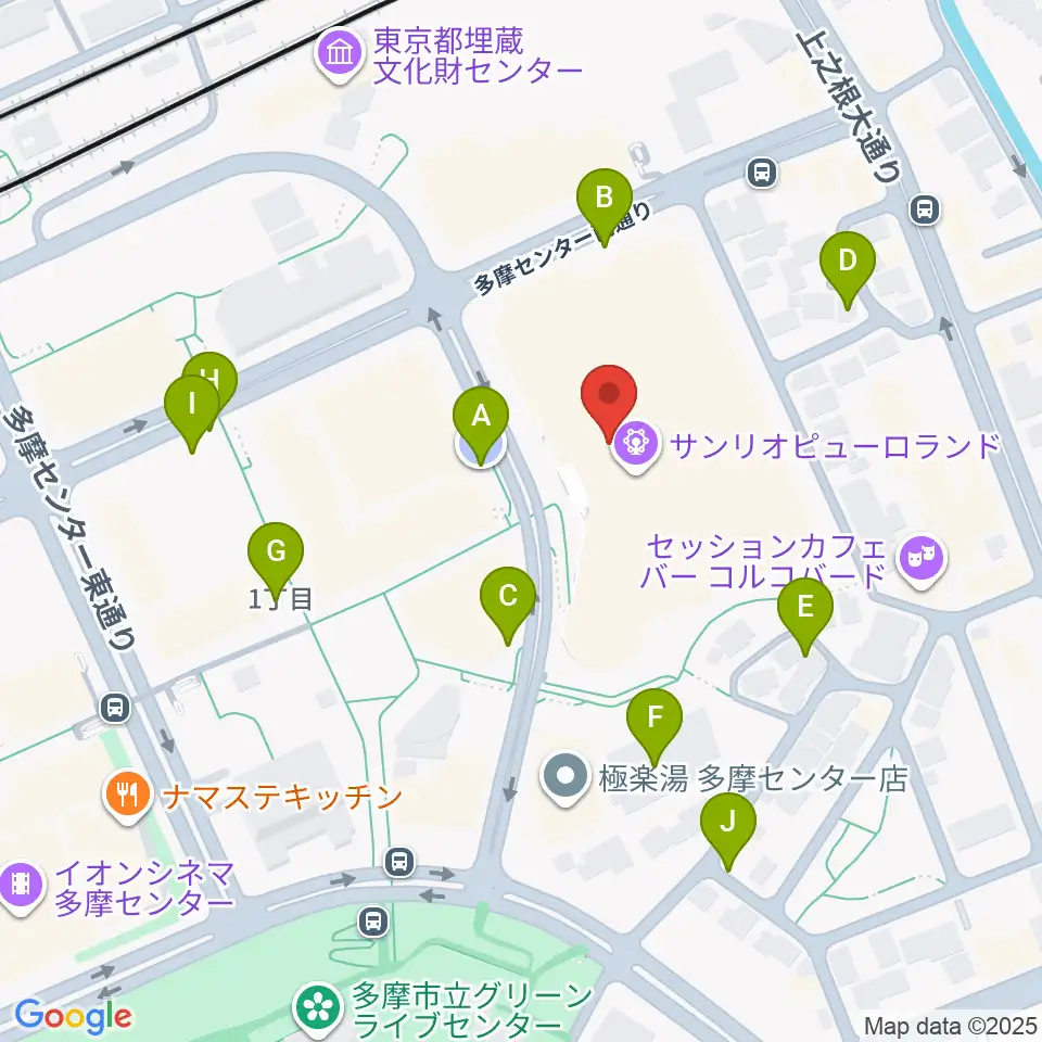 サンリオピューロランド周辺の駐車場・コインパーキング一覧地図