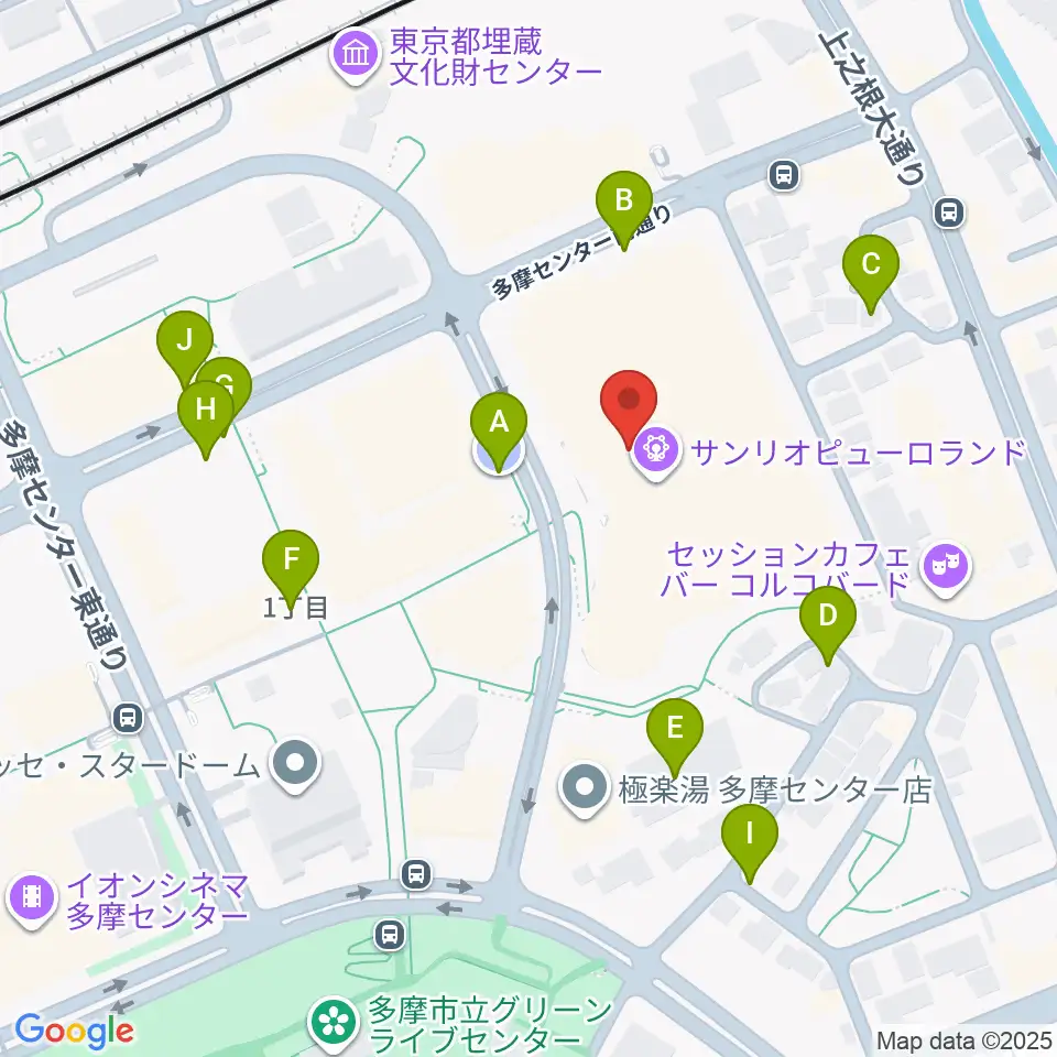 サンリオピューロランド周辺の駐車場・コインパーキング一覧地図