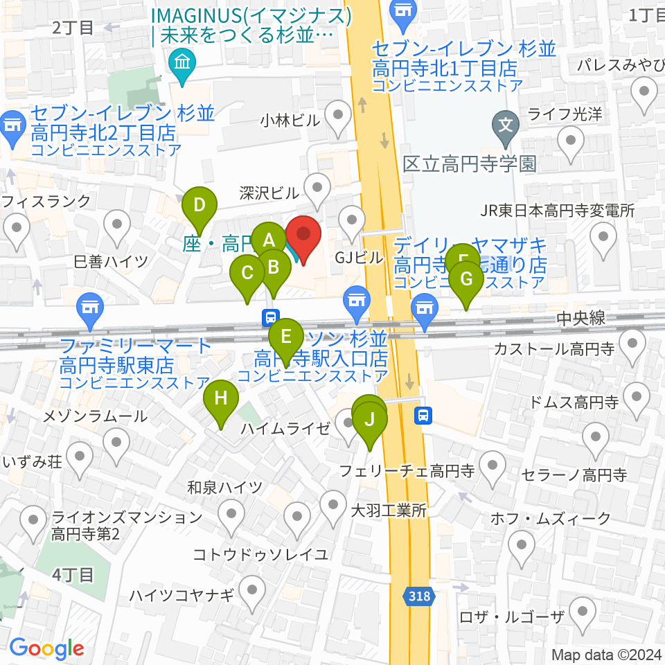 座・高円寺周辺の駐車場・コインパーキング一覧地図