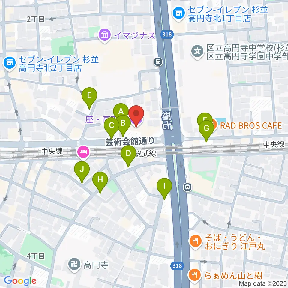 座・高円寺周辺の駐車場・コインパーキング一覧地図