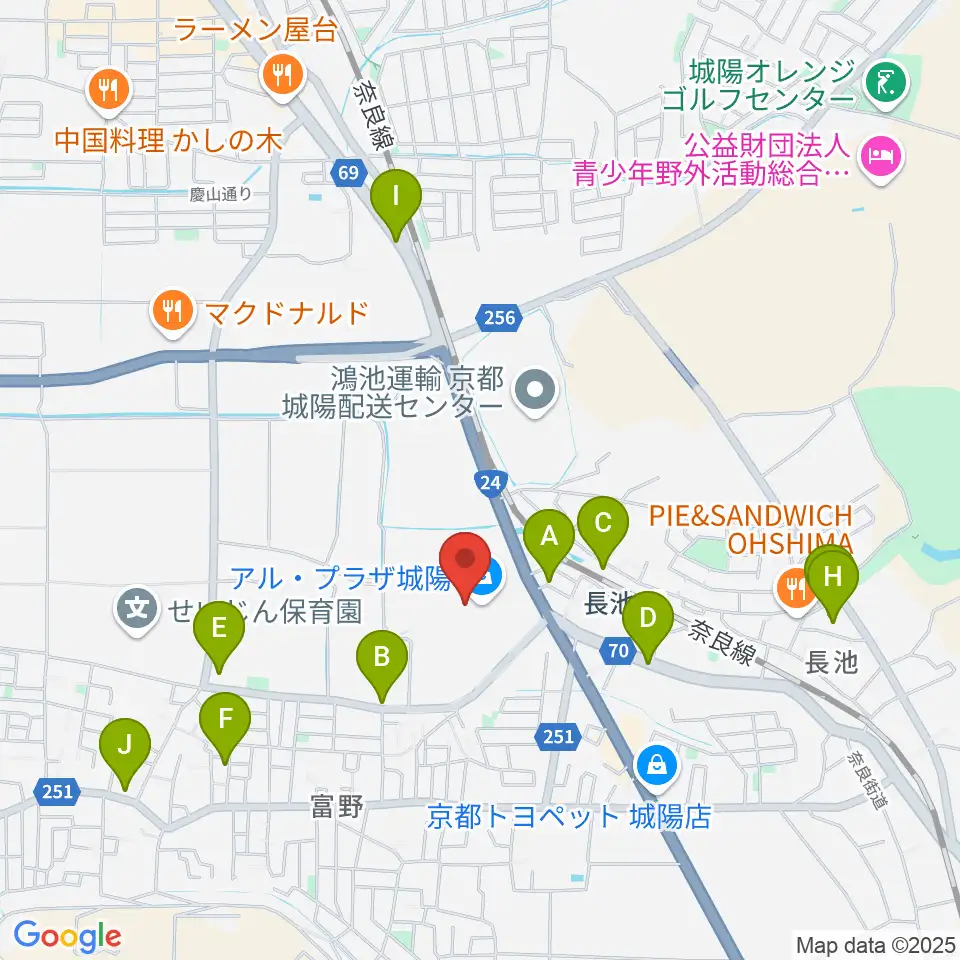 JEUGIA アルプラザ城陽センター周辺の駐車場・コインパーキング一覧地図