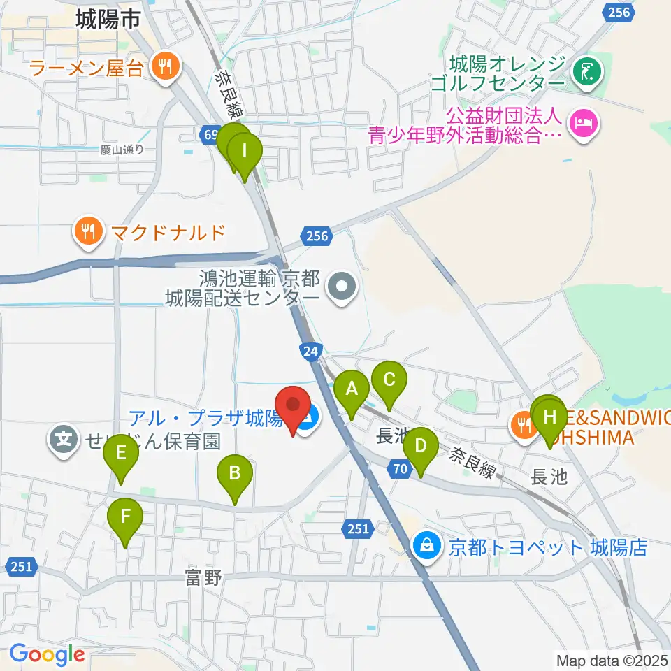 JEUGIA アルプラザ城陽センター周辺の駐車場・コインパーキング一覧地図