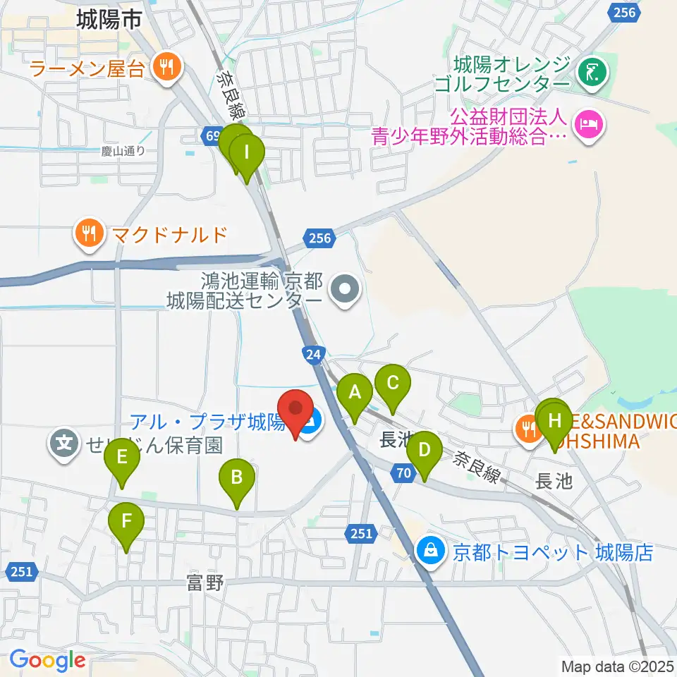 JEUGIA アルプラザ城陽センター周辺の駐車場・コインパーキング一覧地図