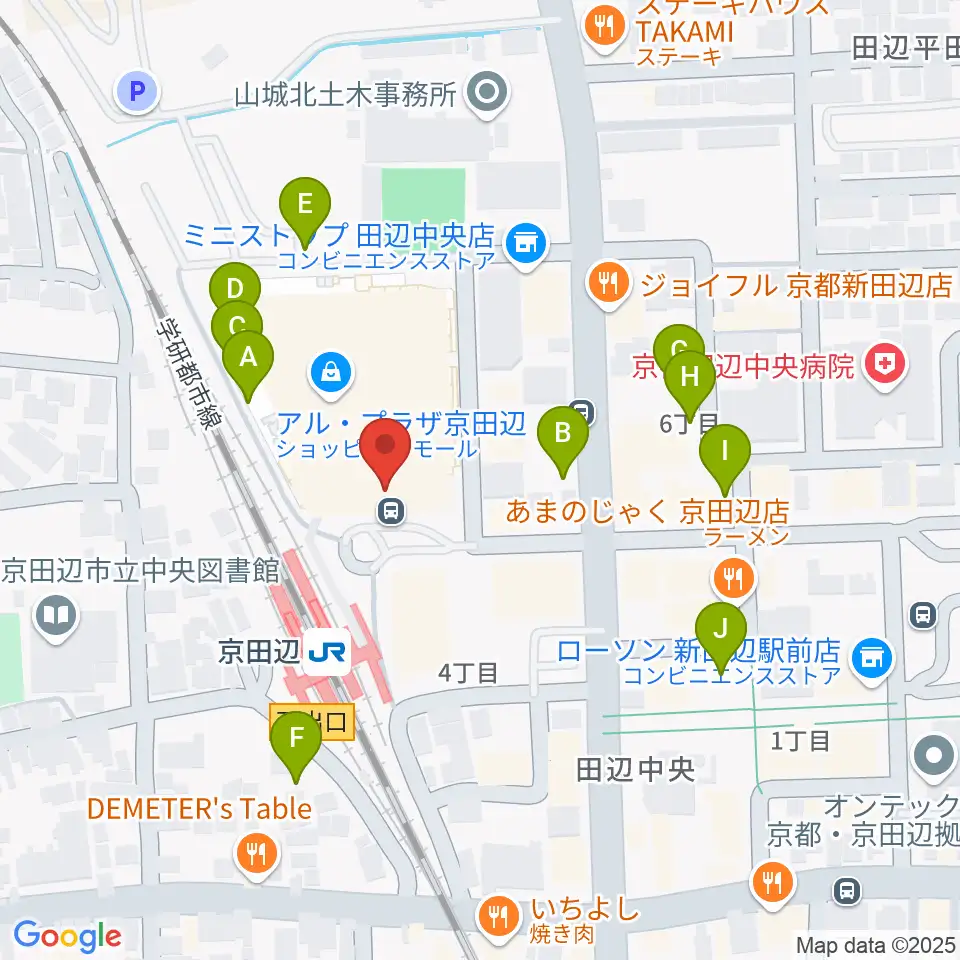 JEUGIAミュージックセンター アル・プラザ京田辺周辺の駐車場・コインパーキング一覧地図