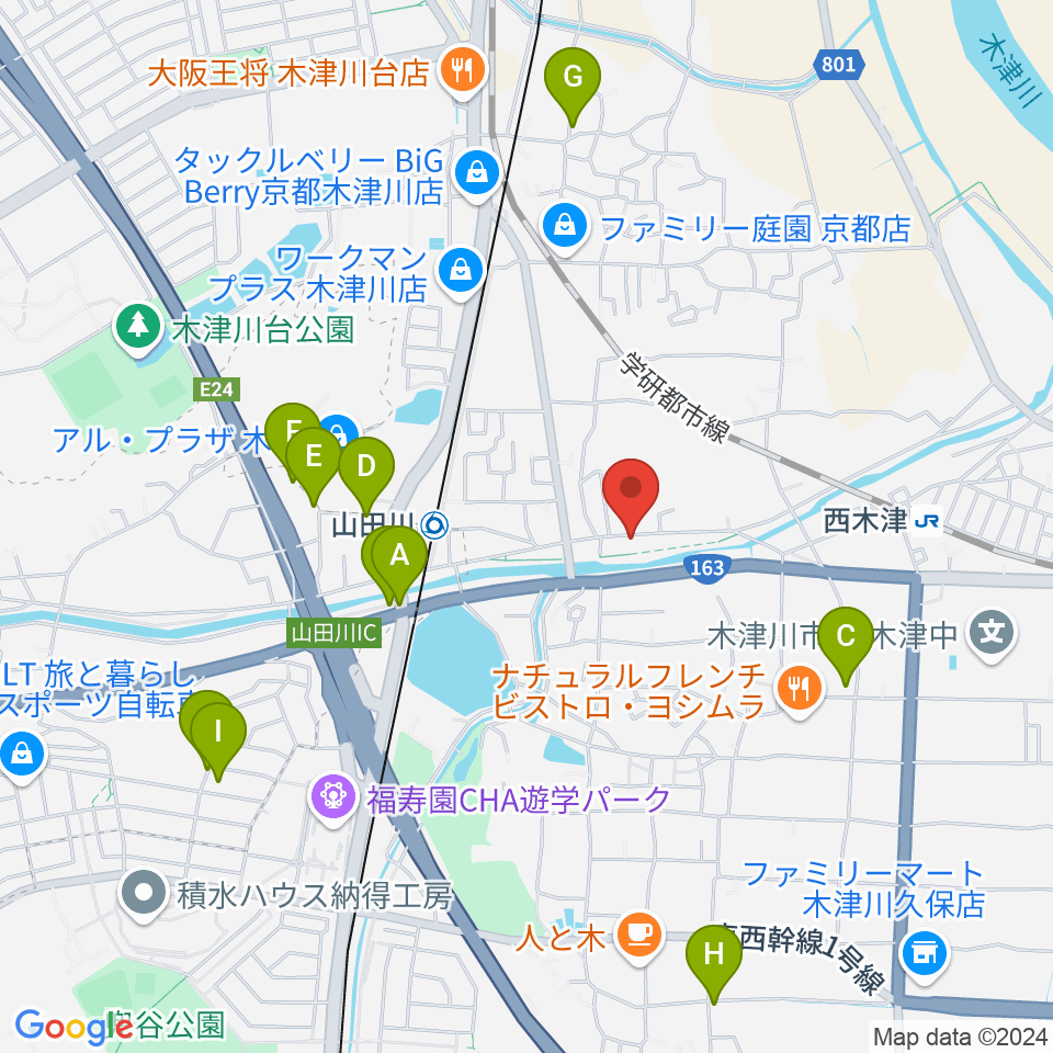 JEUGIA 木津センター周辺の駐車場・コインパーキング一覧地図