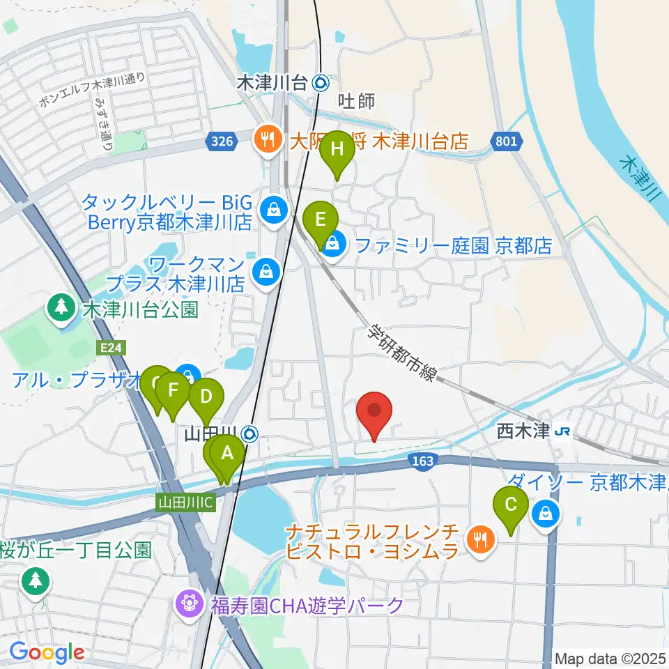 JEUGIA 木津センター周辺の駐車場・コインパーキング一覧地図