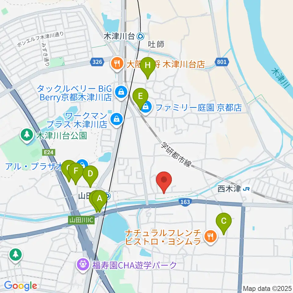 JEUGIA 木津センター周辺の駐車場・コインパーキング一覧地図
