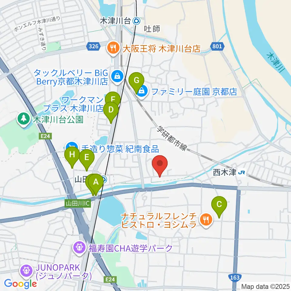 JEUGIA 木津センター周辺の駐車場・コインパーキング一覧地図