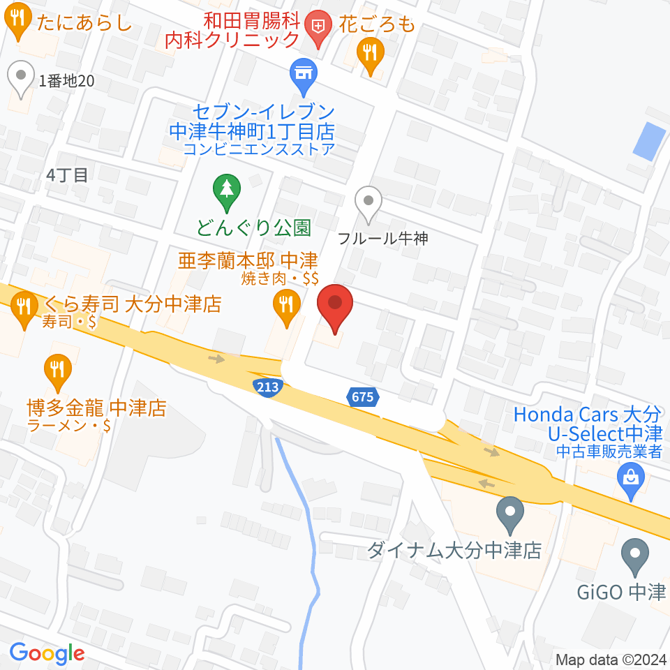 ミュージックストアナガト中津店周辺の駐車場・コインパーキング一覧地図