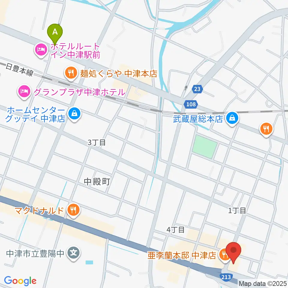 ミュージックストアナガト中津店周辺の駐車場・コインパーキング一覧地図