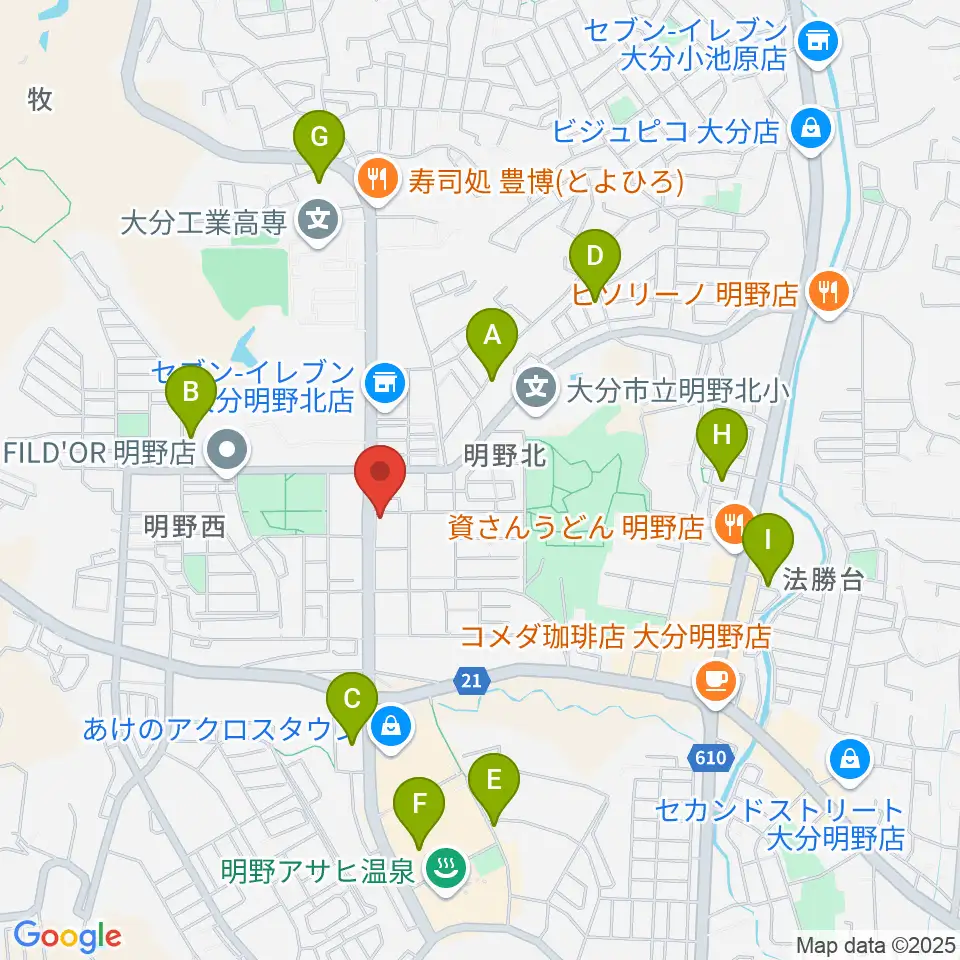 ミュージックストアナガト明野センター周辺の駐車場・コインパーキング一覧地図