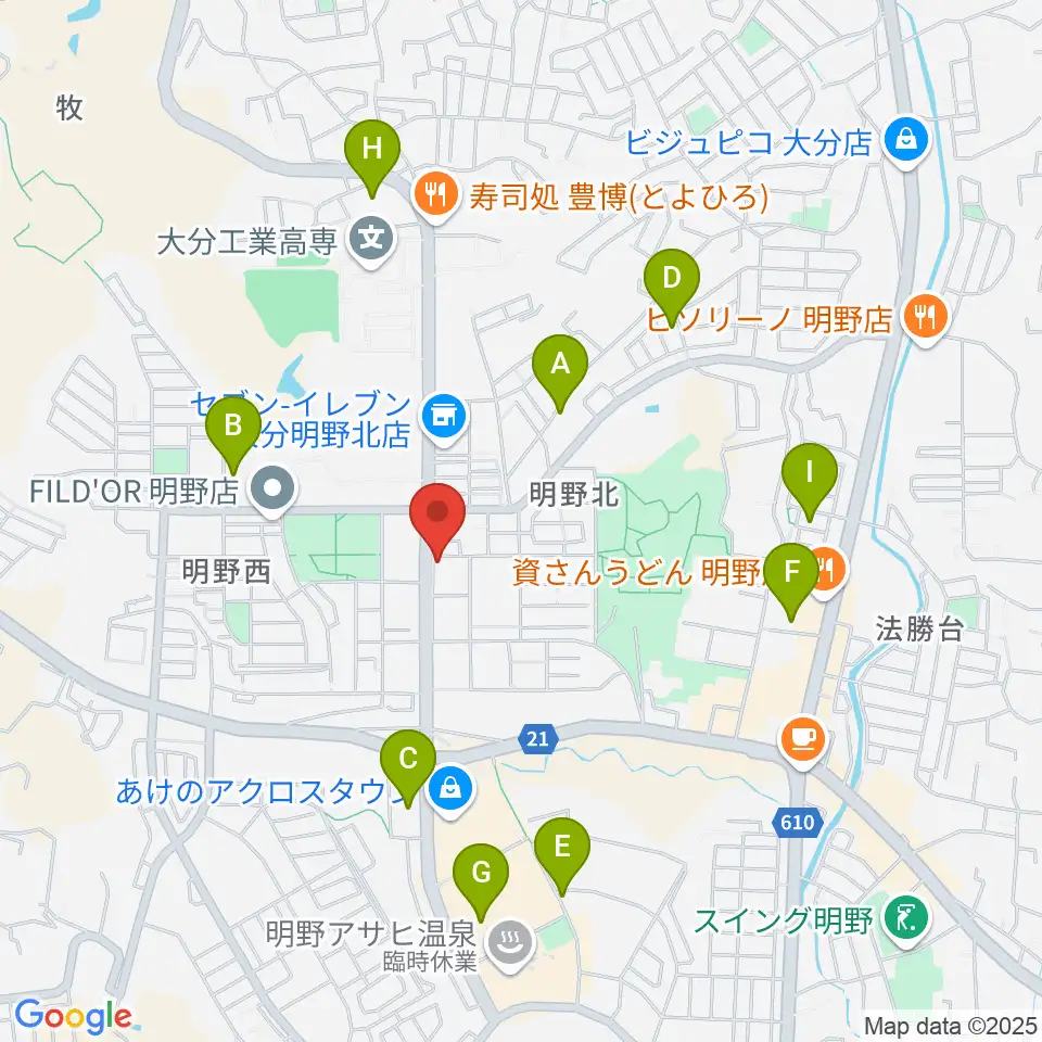 ミュージックストアナガト明野センター周辺の駐車場・コインパーキング一覧地図