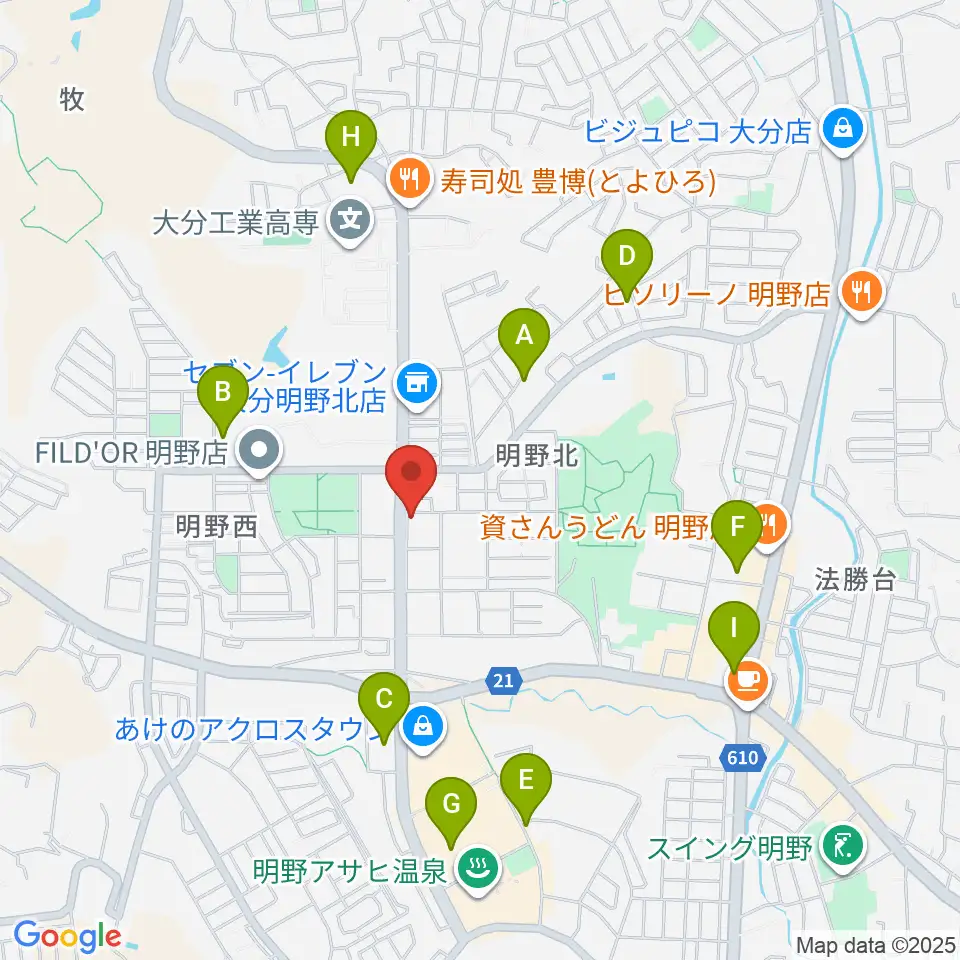 ミュージックストアナガト明野センター周辺の駐車場・コインパーキング一覧地図