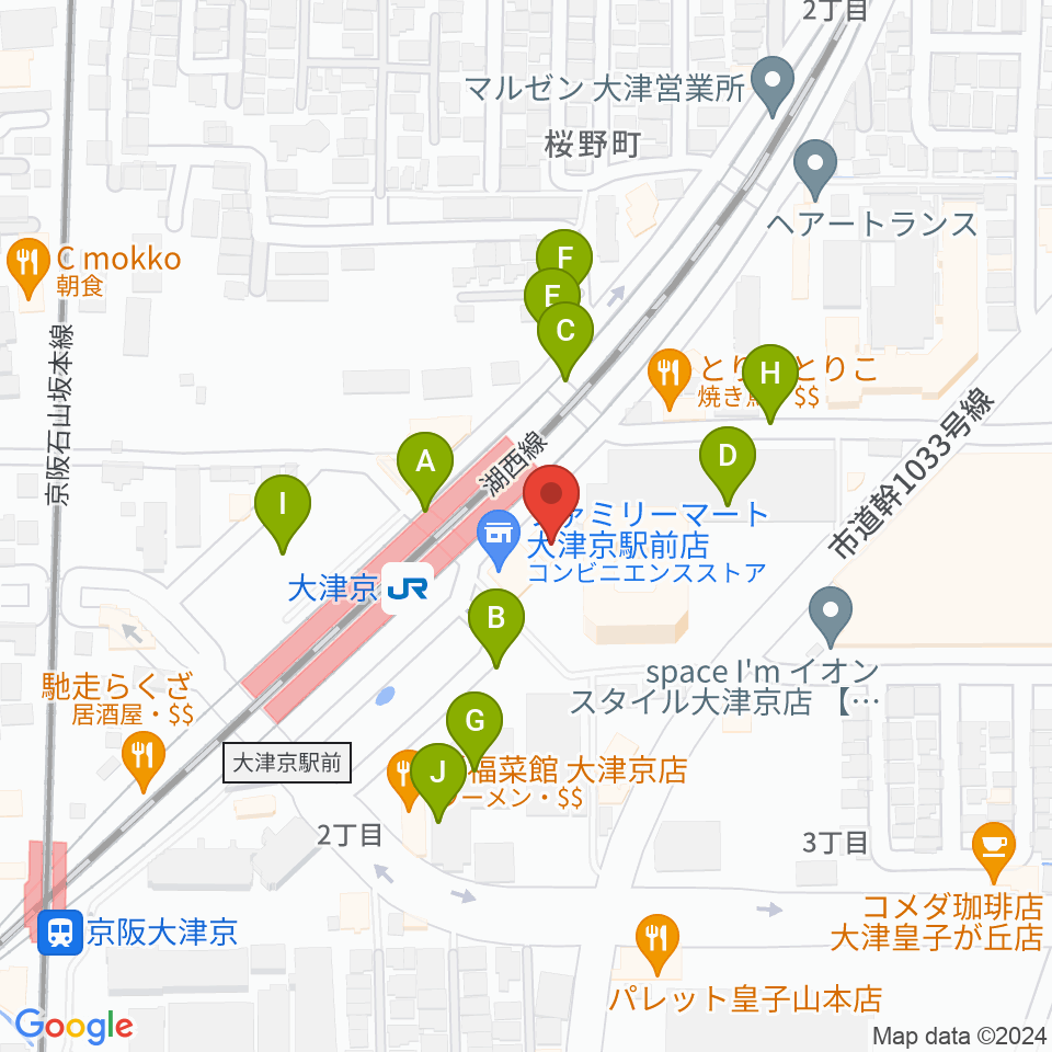 JEUGIAミュージックセンター大津京周辺の駐車場・コインパーキング一覧地図