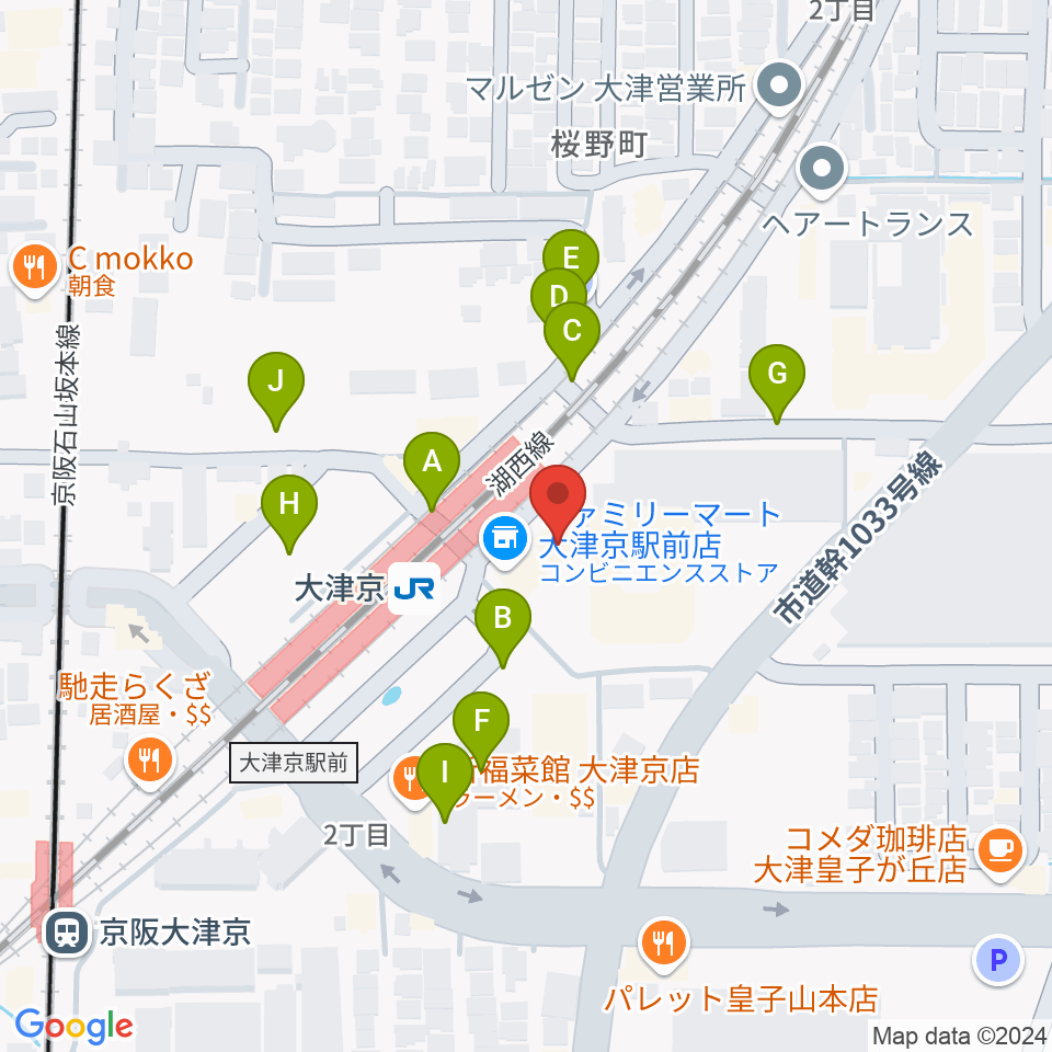 JEUGIAミュージックセンター大津京周辺の駐車場・コインパーキング一覧地図