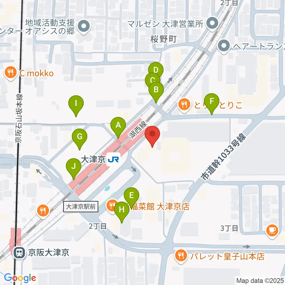 JEUGIAミュージックセンター大津京周辺の駐車場・コインパーキング一覧地図