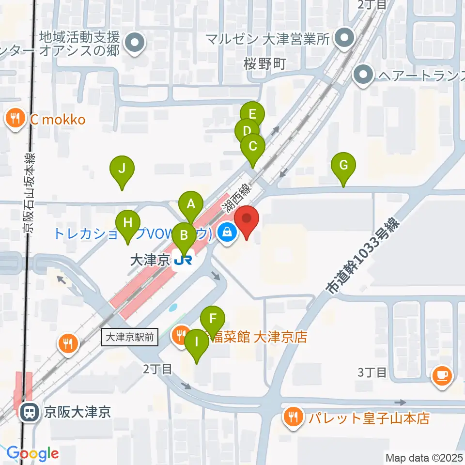 JEUGIAミュージックセンター大津京周辺の駐車場・コインパーキング一覧地図