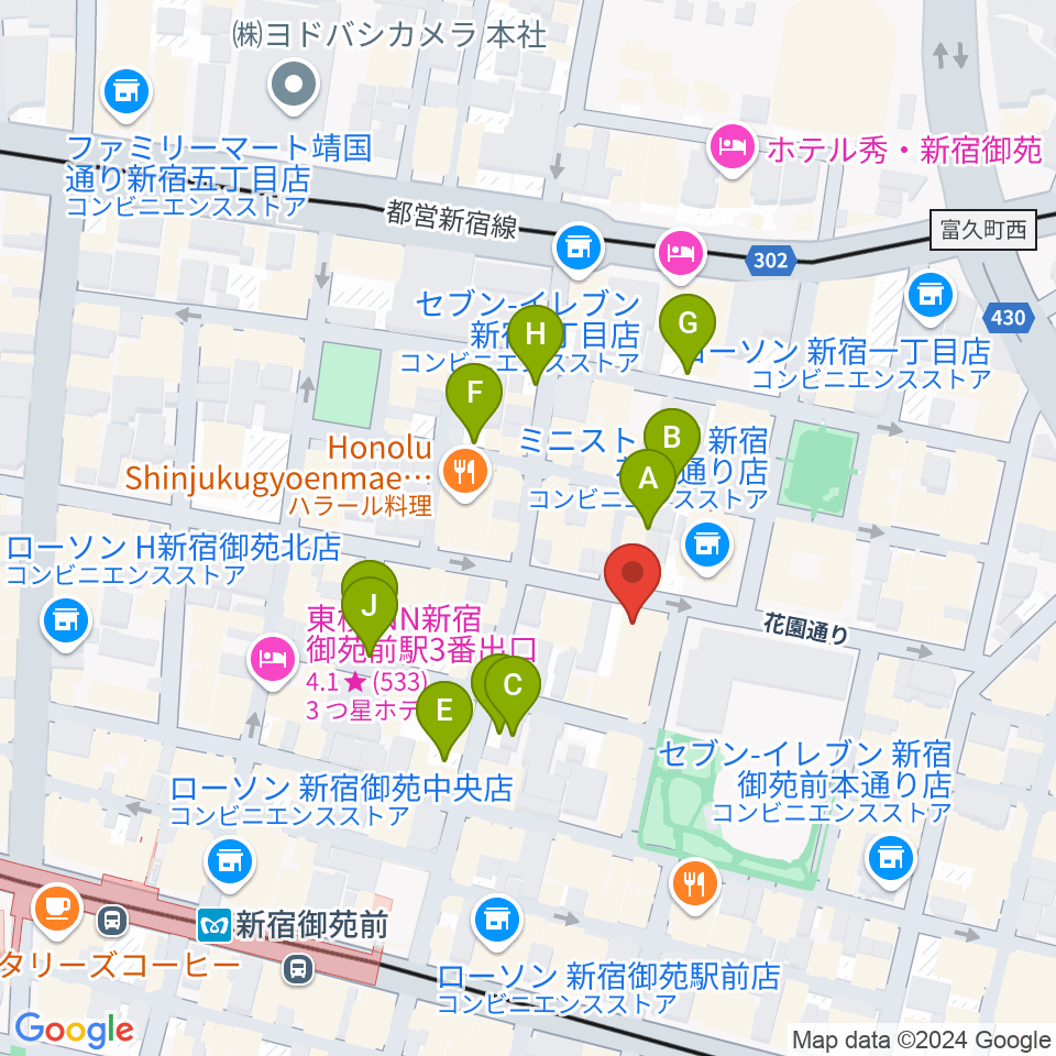 新宿シアターサンモール周辺の駐車場・コインパーキング一覧地図