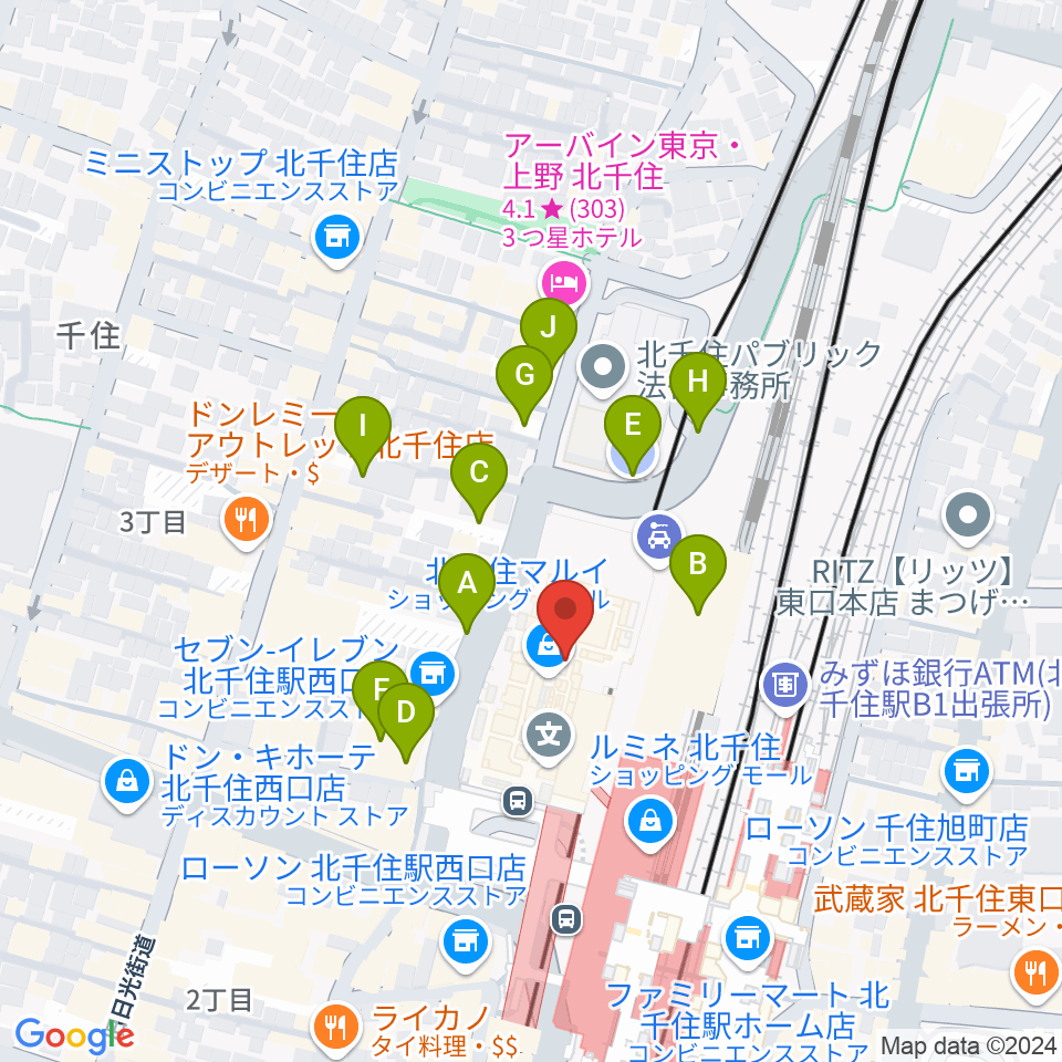 北千住シアター1010周辺の駐車場・コインパーキング一覧地図