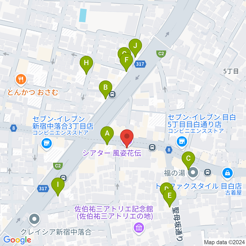 シアター風姿花伝周辺の駐車場・コインパーキング一覧地図