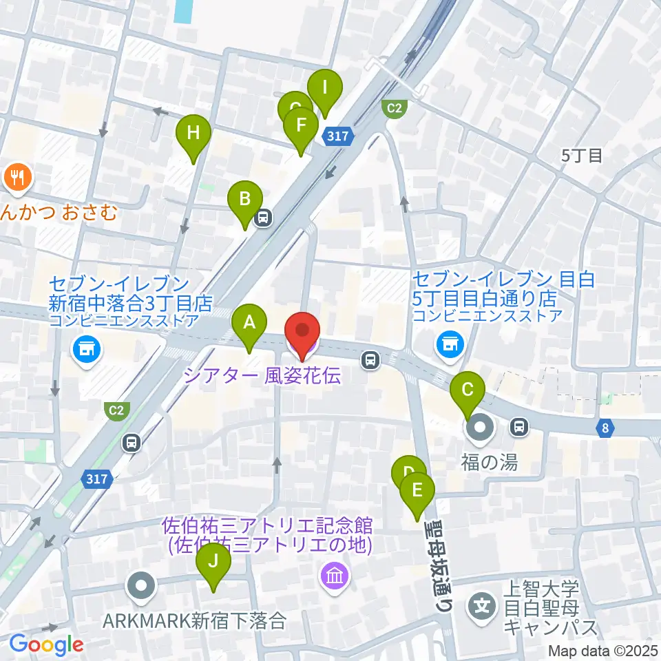 シアター風姿花伝周辺の駐車場・コインパーキング一覧地図