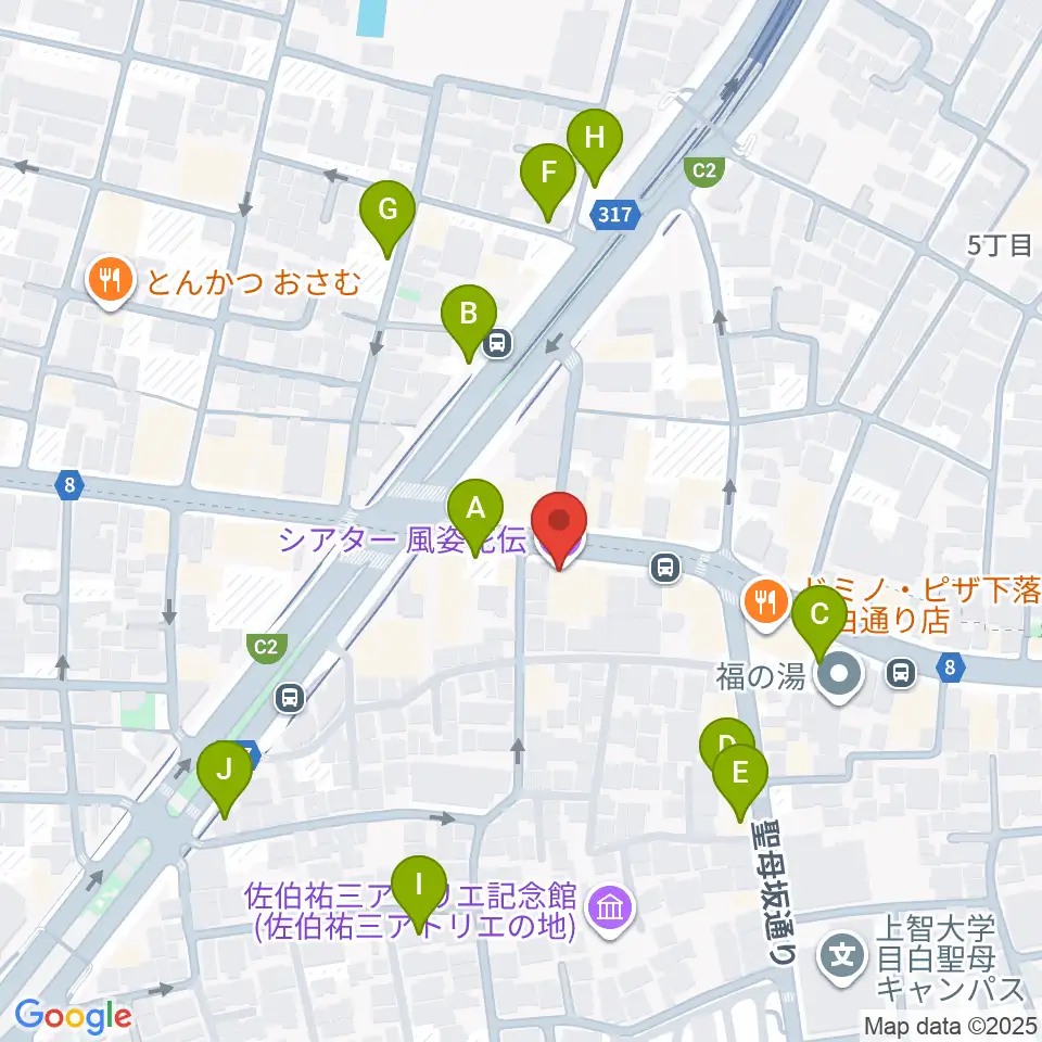 シアター風姿花伝周辺の駐車場・コインパーキング一覧地図