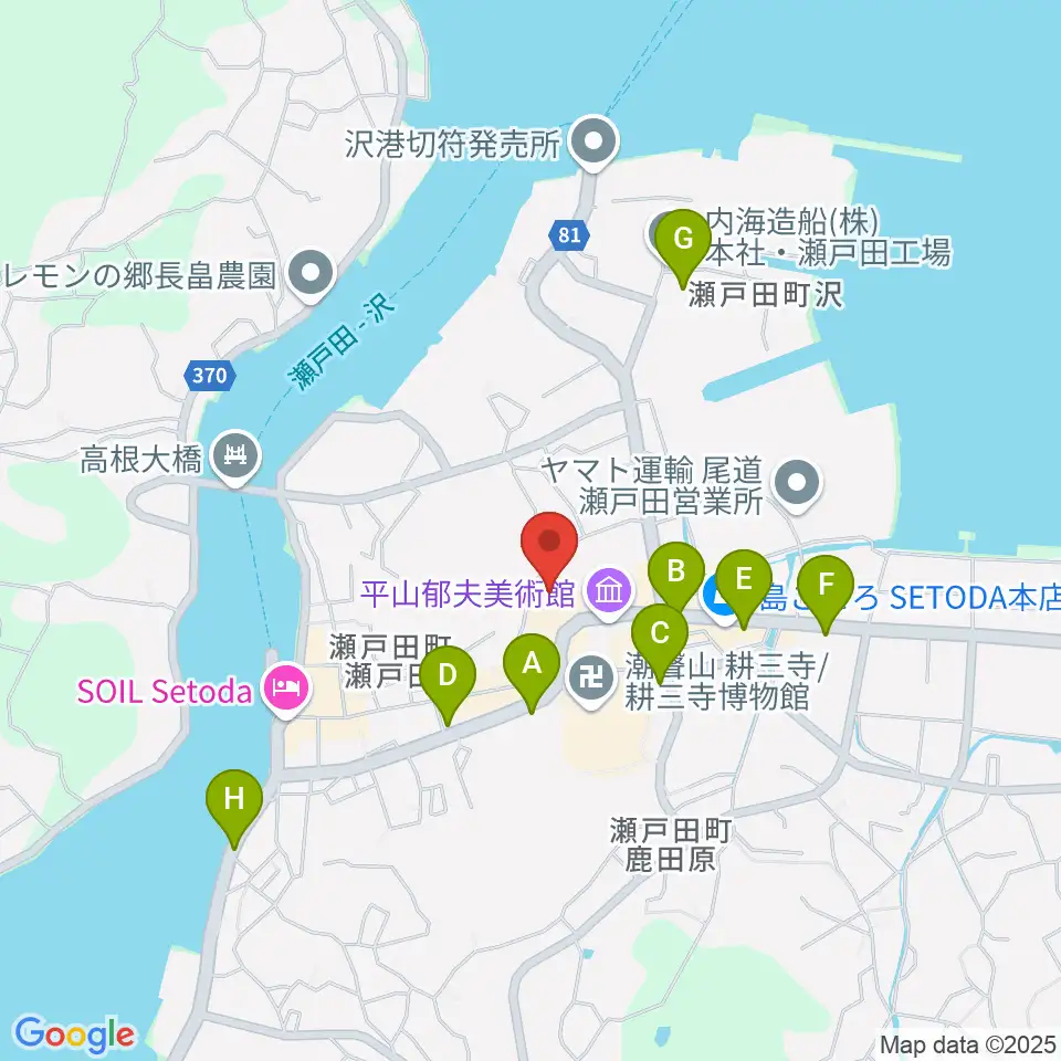 尾道市瀬戸田市民会館周辺の駐車場・コインパーキング一覧地図