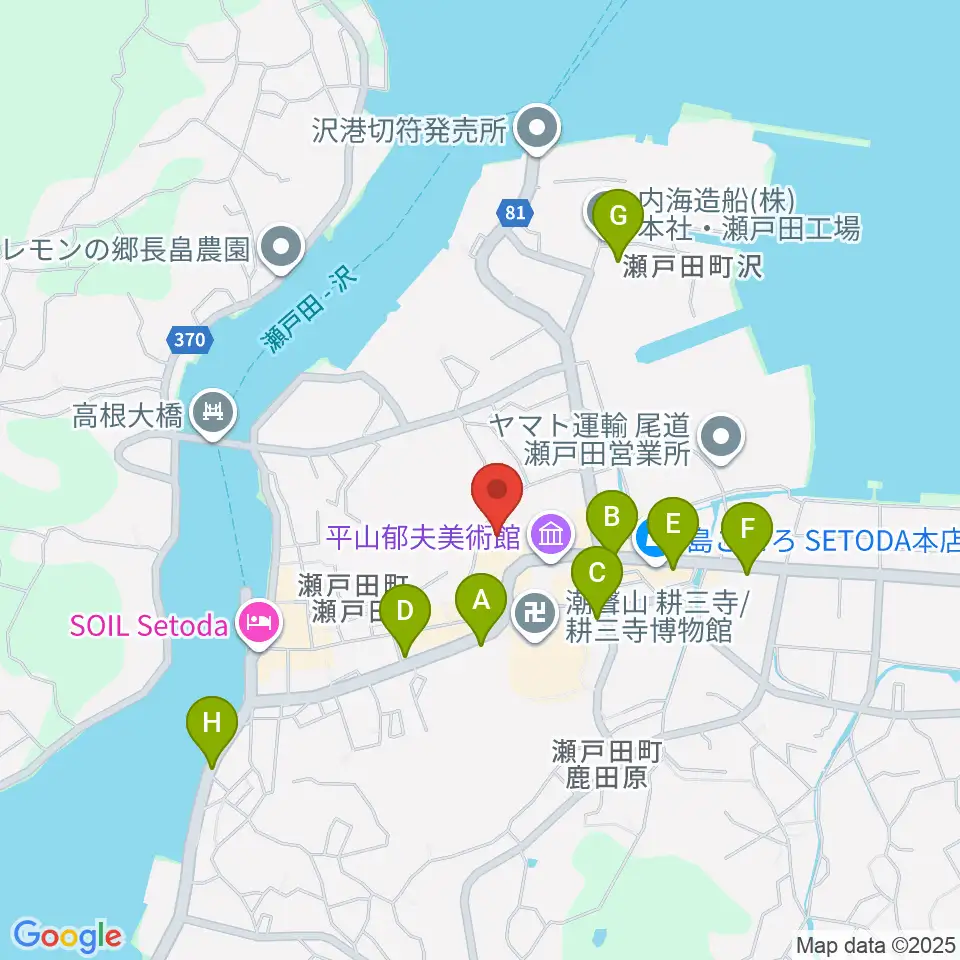 尾道市瀬戸田市民会館周辺の駐車場・コインパーキング一覧地図