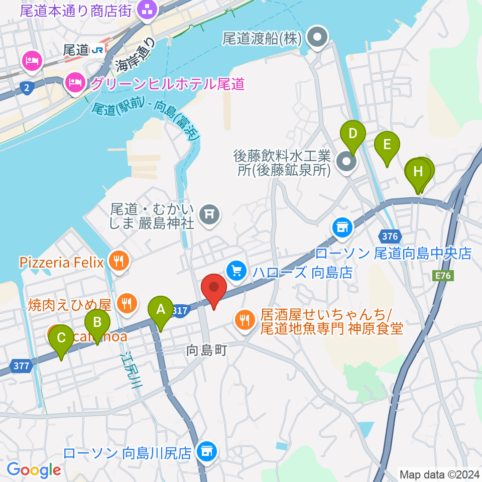 尾道市民センターむかいしま文化ホール周辺の駐車場・コインパーキング一覧地図