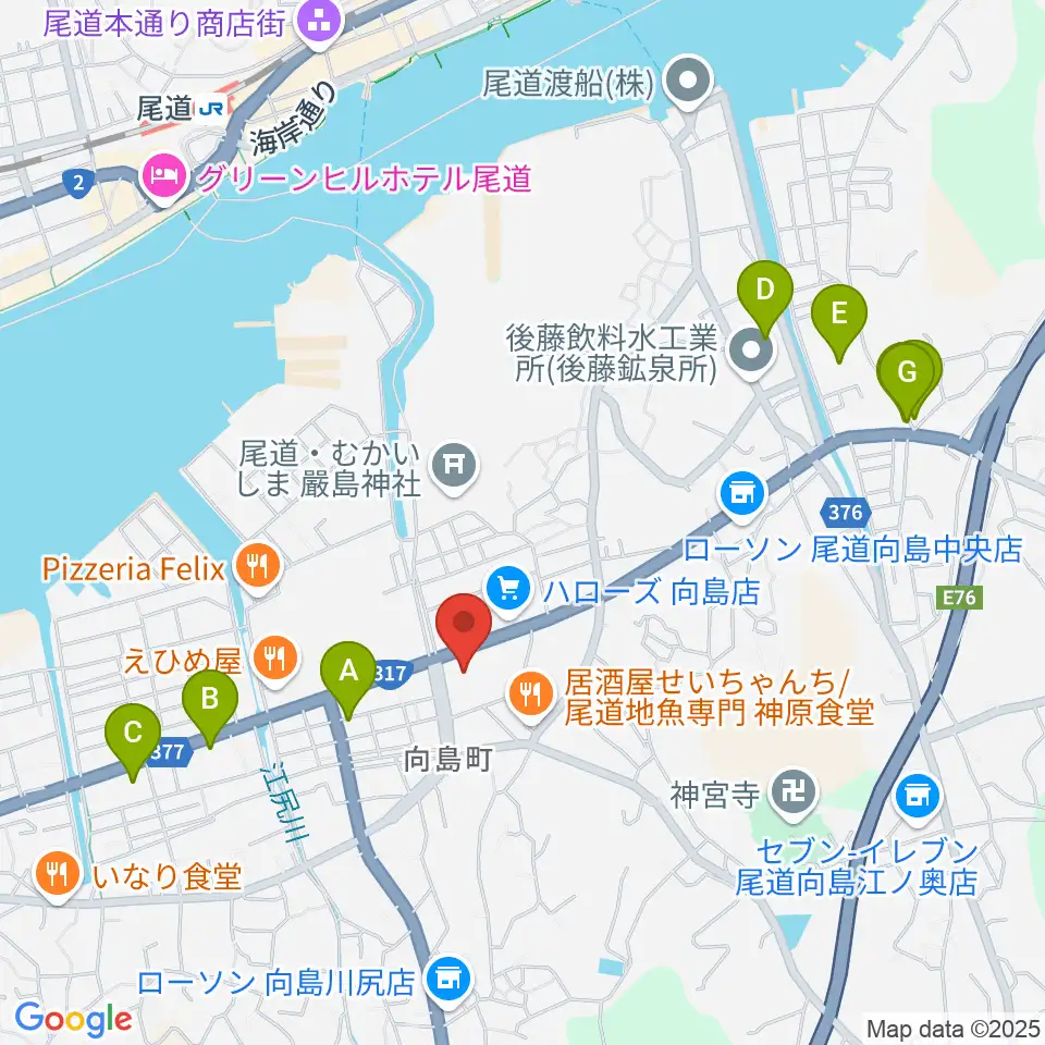 尾道市民センターむかいしま文化ホール周辺の駐車場・コインパーキング一覧地図