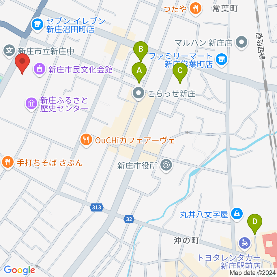 新庄市民文化会館周辺の駐車場・コインパーキング一覧地図