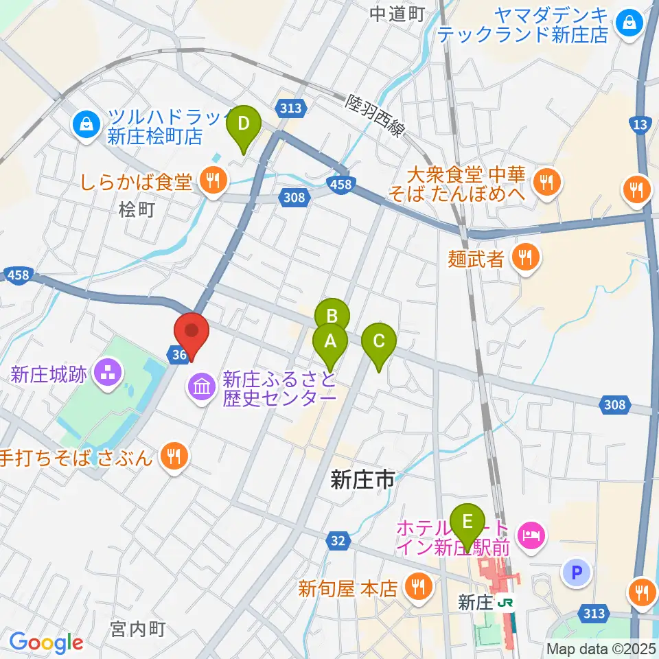 新庄市民文化会館周辺の駐車場・コインパーキング一覧地図
