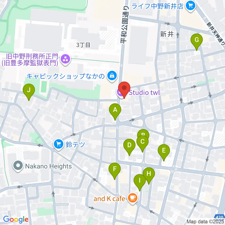 中野 Studio twl周辺の駐車場・コインパーキング一覧地図