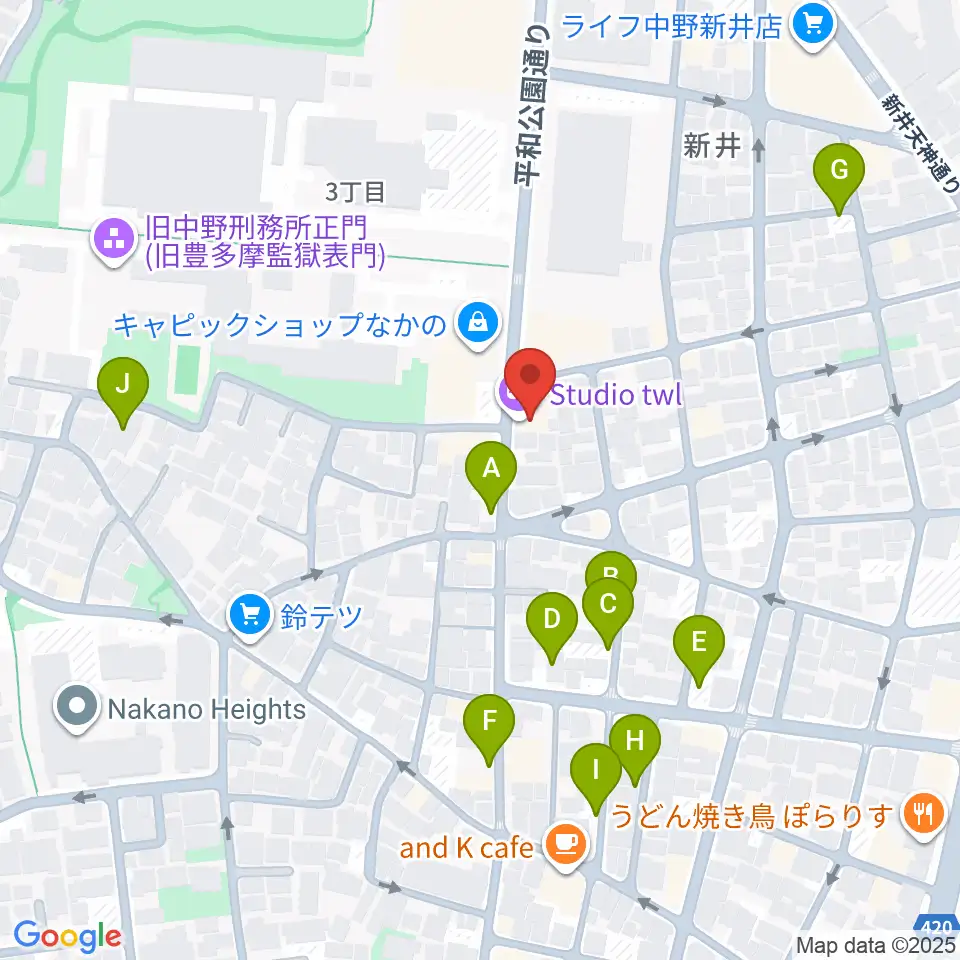 中野 Studio twl周辺の駐車場・コインパーキング一覧地図