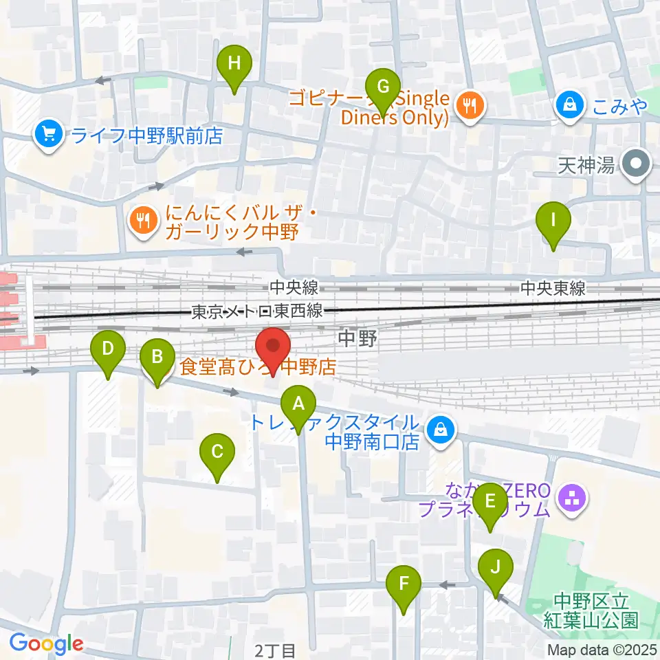 中野あくとれ周辺の駐車場・コインパーキング一覧地図