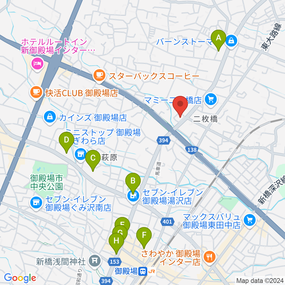 タンザワ楽器 御殿場店周辺の駐車場・コインパーキング一覧地図