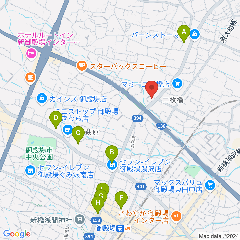 タンザワ楽器 御殿場店周辺の駐車場・コインパーキング一覧地図