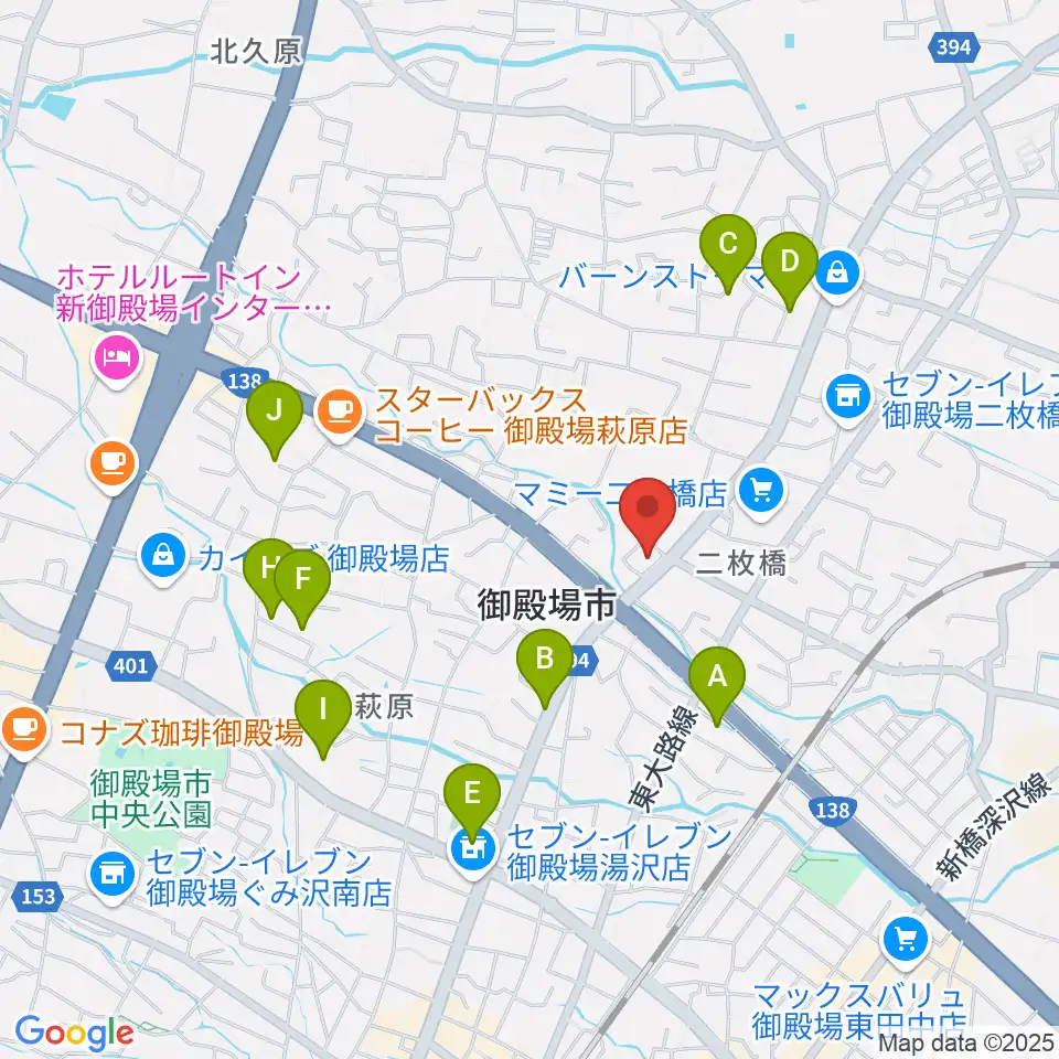 タンザワ楽器 御殿場店周辺の駐車場・コインパーキング一覧地図