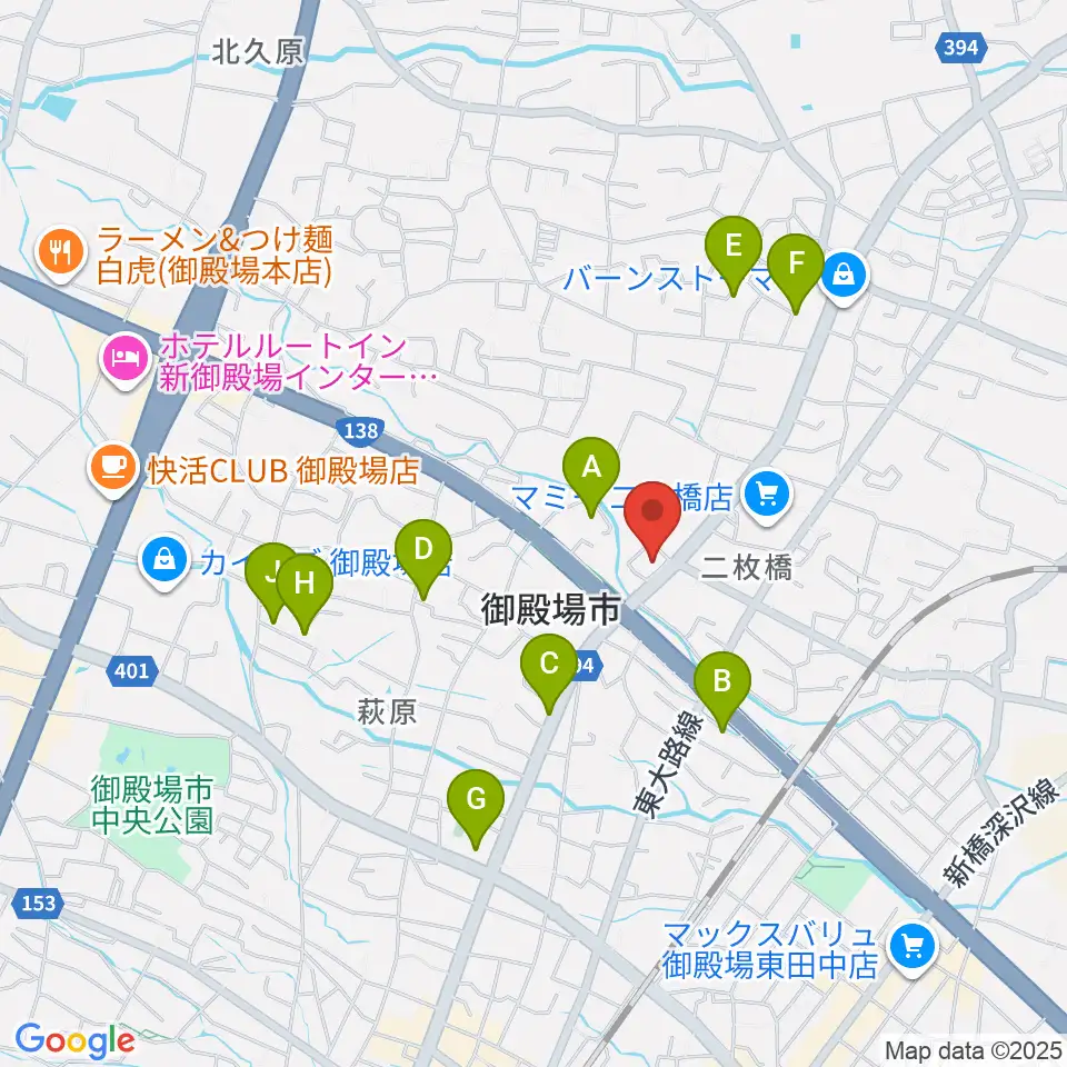 タンザワ楽器 御殿場店周辺の駐車場・コインパーキング一覧地図