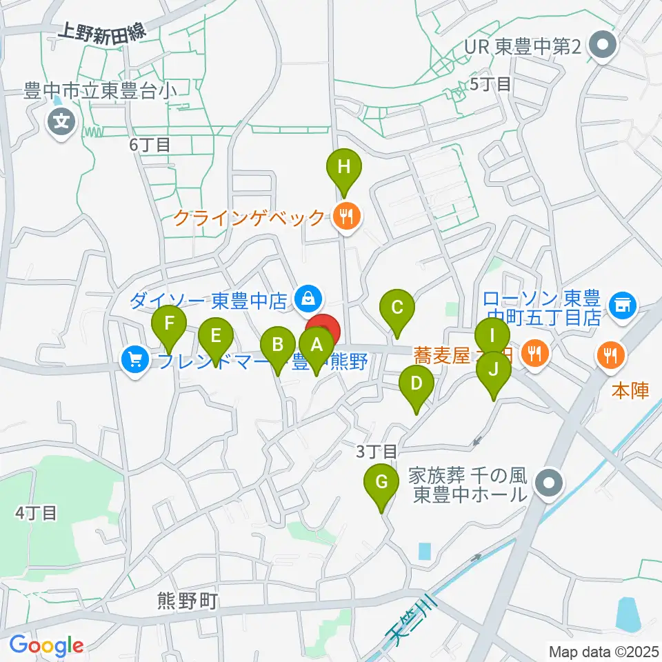 玉田ピアノ東豊中センター周辺の駐車場・コインパーキング一覧地図