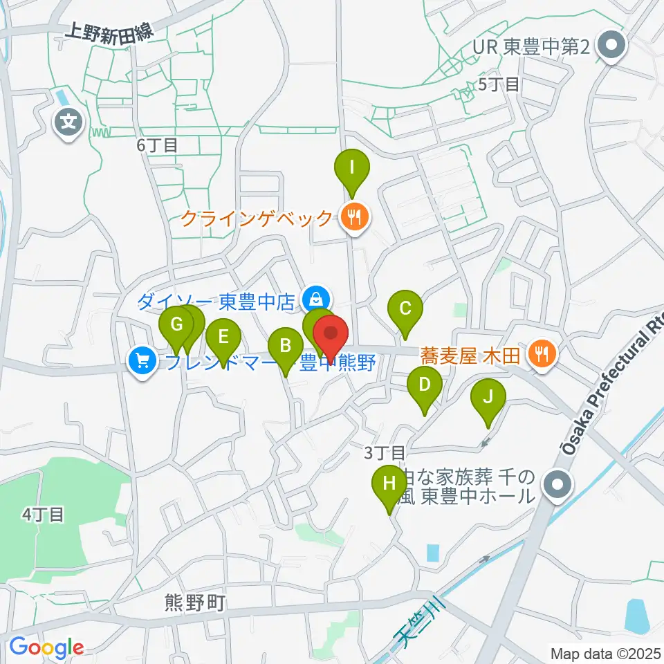 玉田ピアノ東豊中センター周辺の駐車場・コインパーキング一覧地図