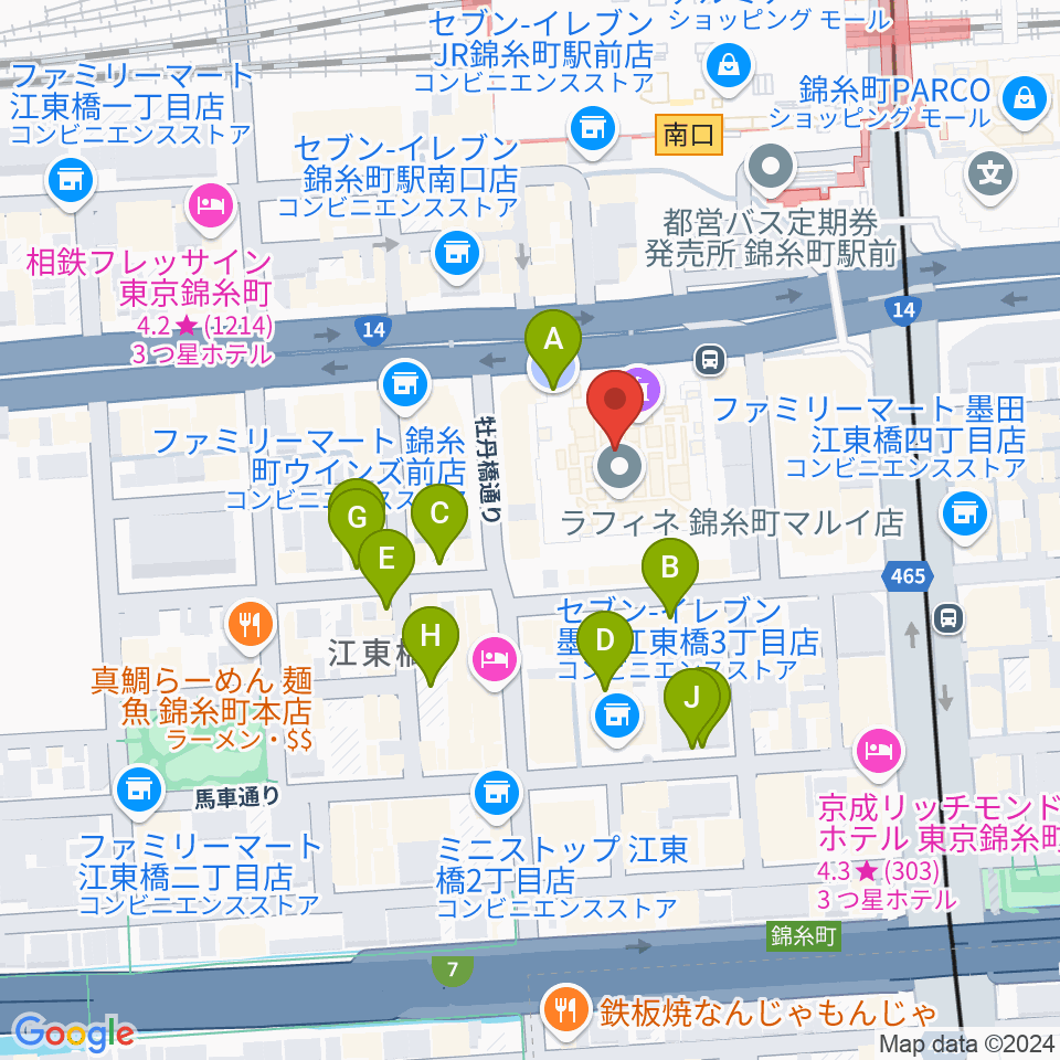 すみだ産業会館サンライズホール周辺の駐車場・コインパーキング一覧地図