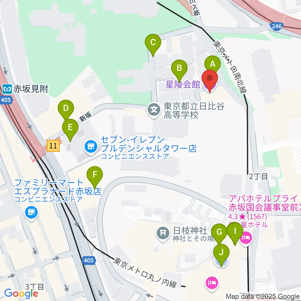 星陵会館周辺の駐車場・コインパーキング一覧地図