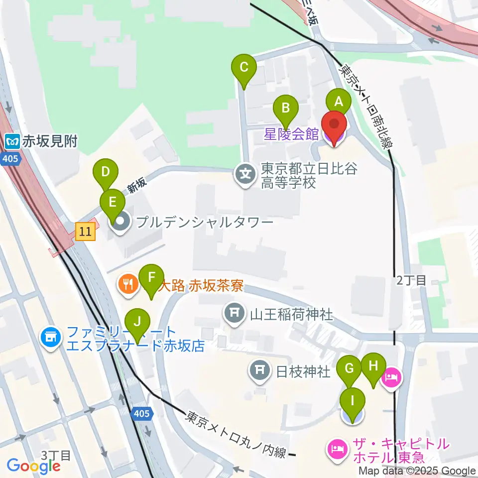星陵会館周辺の駐車場・コインパーキング一覧地図